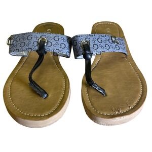 GUESS Los Angeles Sandals Women's 7M Brown‎ Flip Flops Thong G Logo Casual